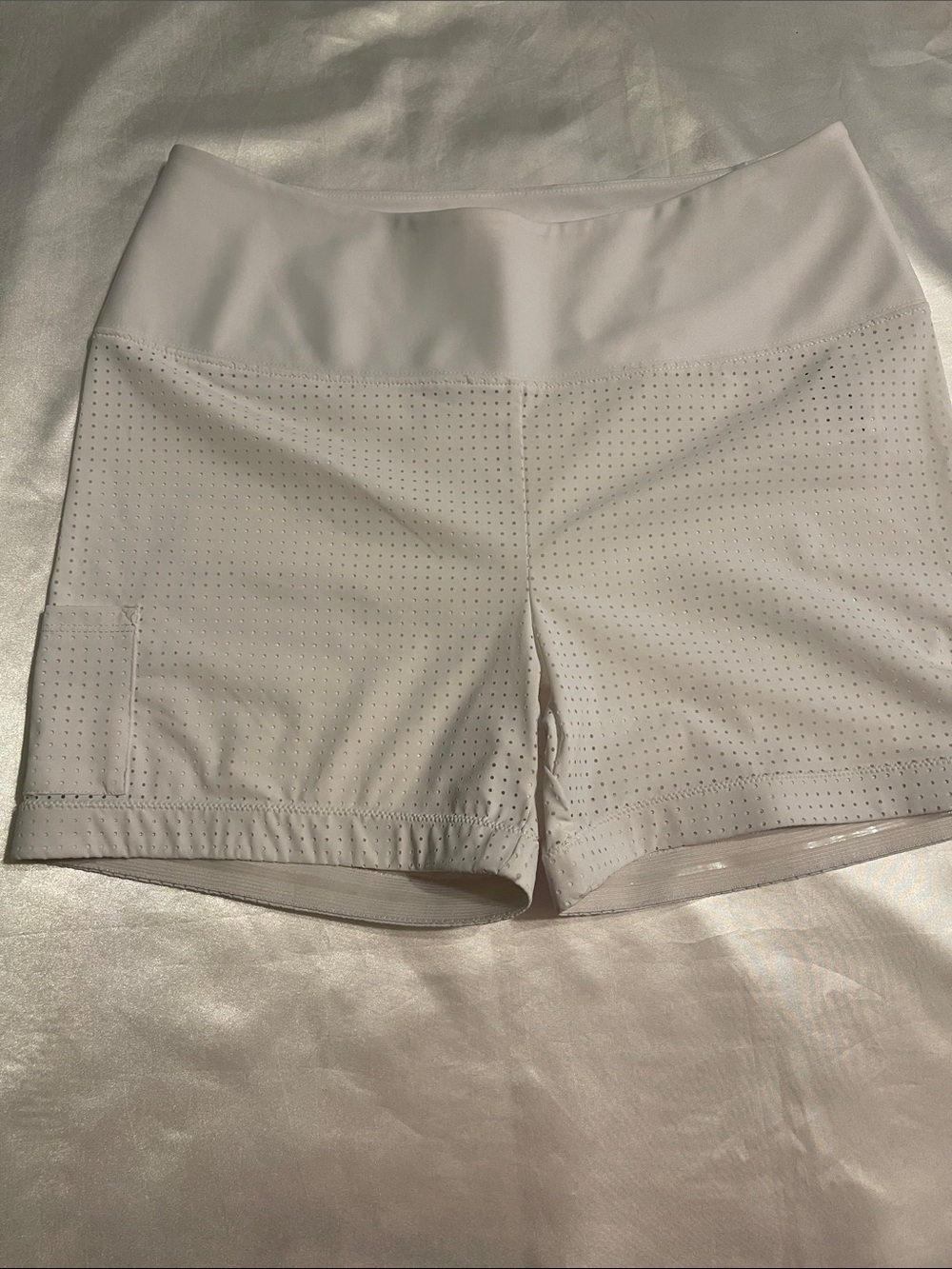 Kinona White Perforated High-Rise Bike Shorts